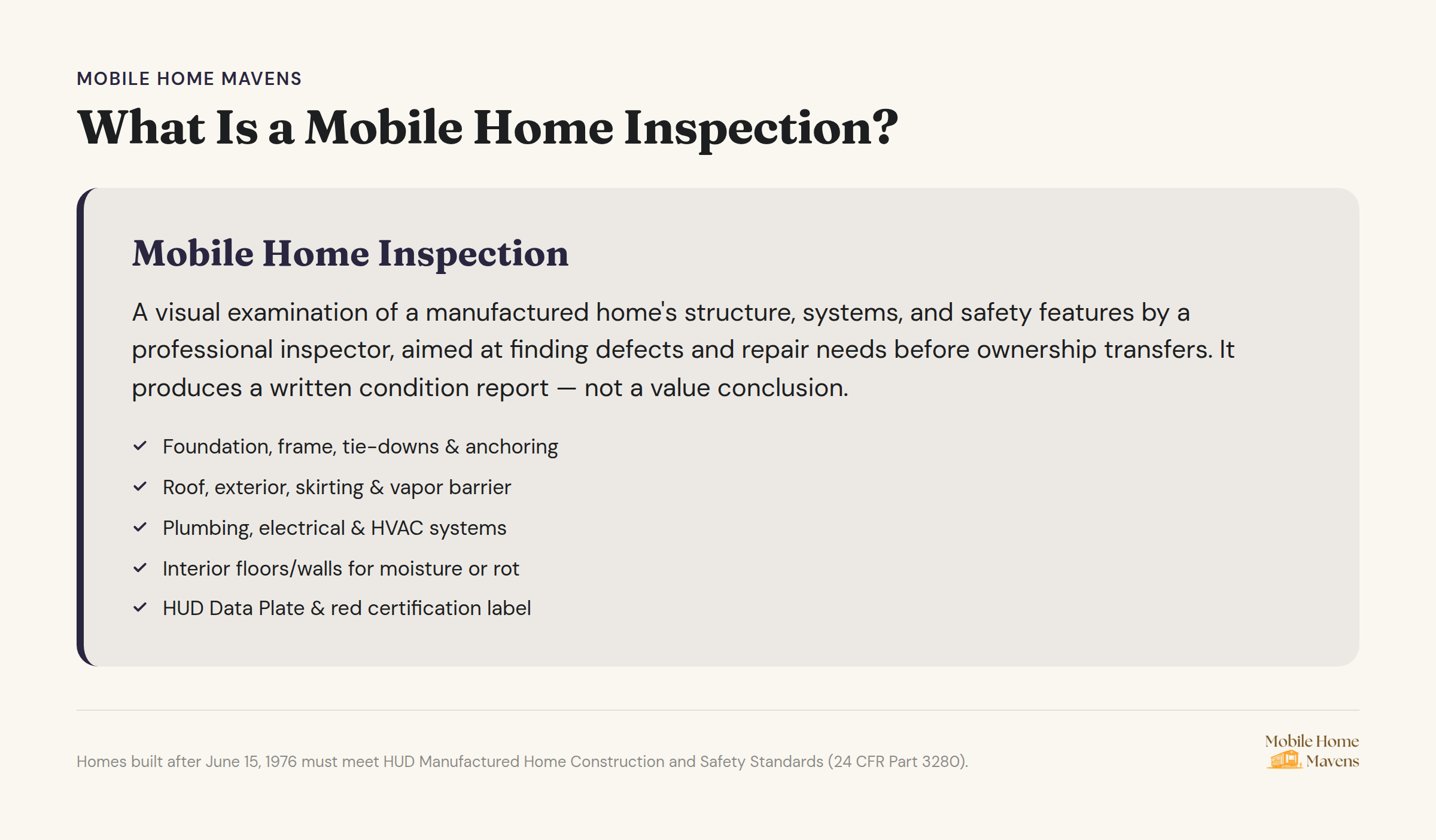 Mobile home inspection checklist and process overview
