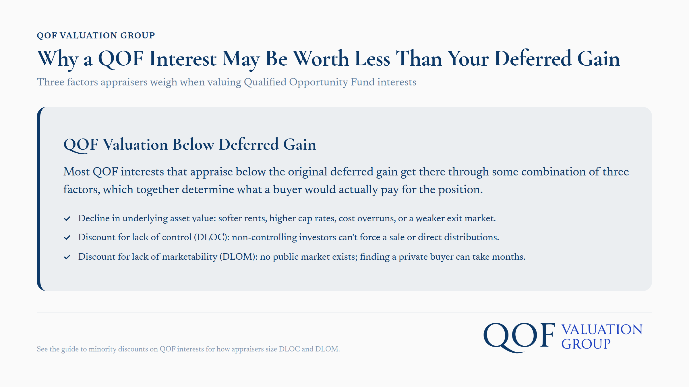QOF valuation factors: appraisal methods for Qualified Opportunity Fund interests