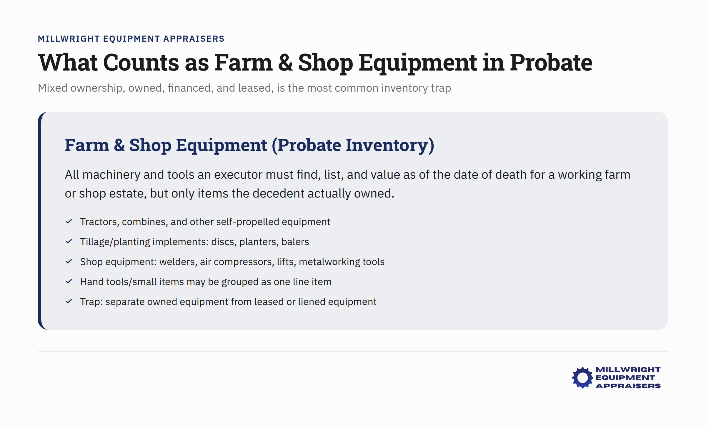 Farm and shop equipment ownership categories: mixed ownership, owned, financed, and leased inventory
