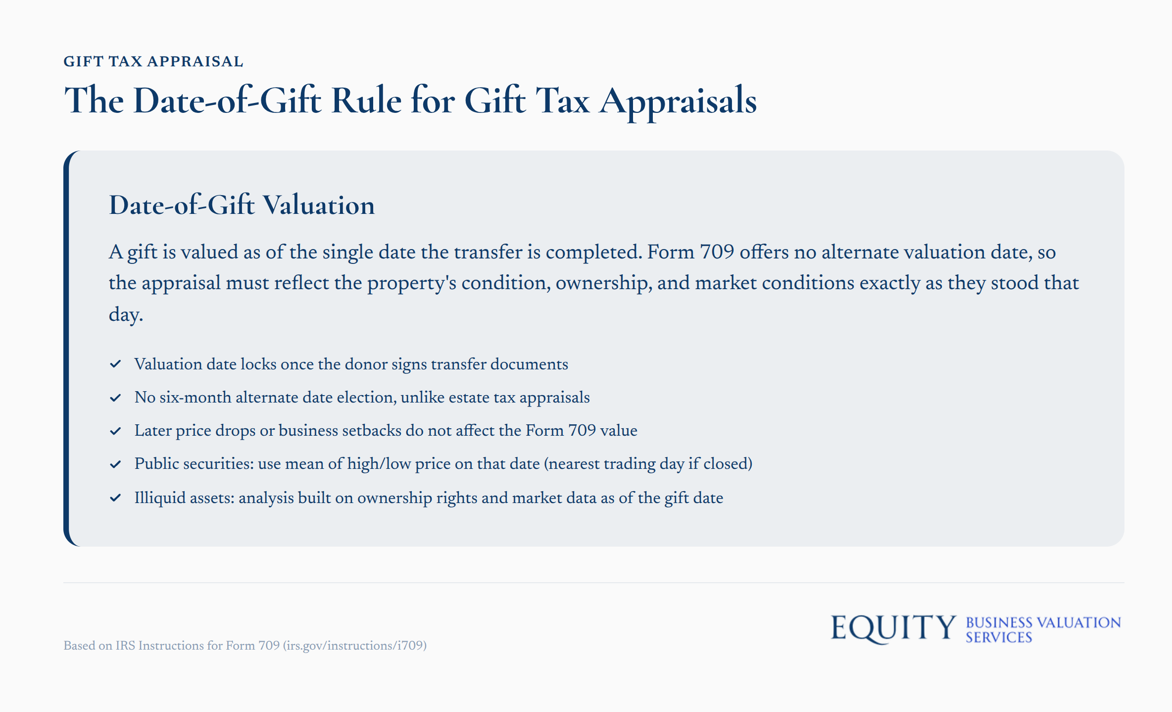 Date-of-Gift Rule for Gift Tax Appraisals infographic