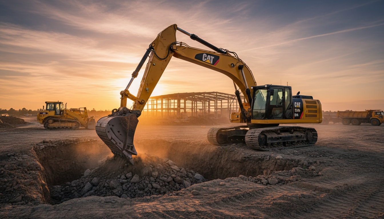 Heavy equipment and construction machinery displayed together