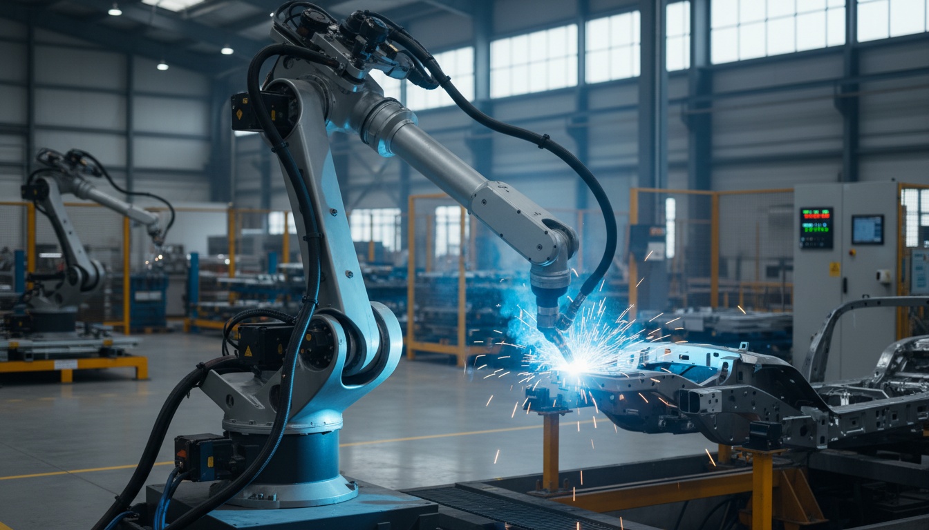 Industrial manufacturing equipment on factory floor