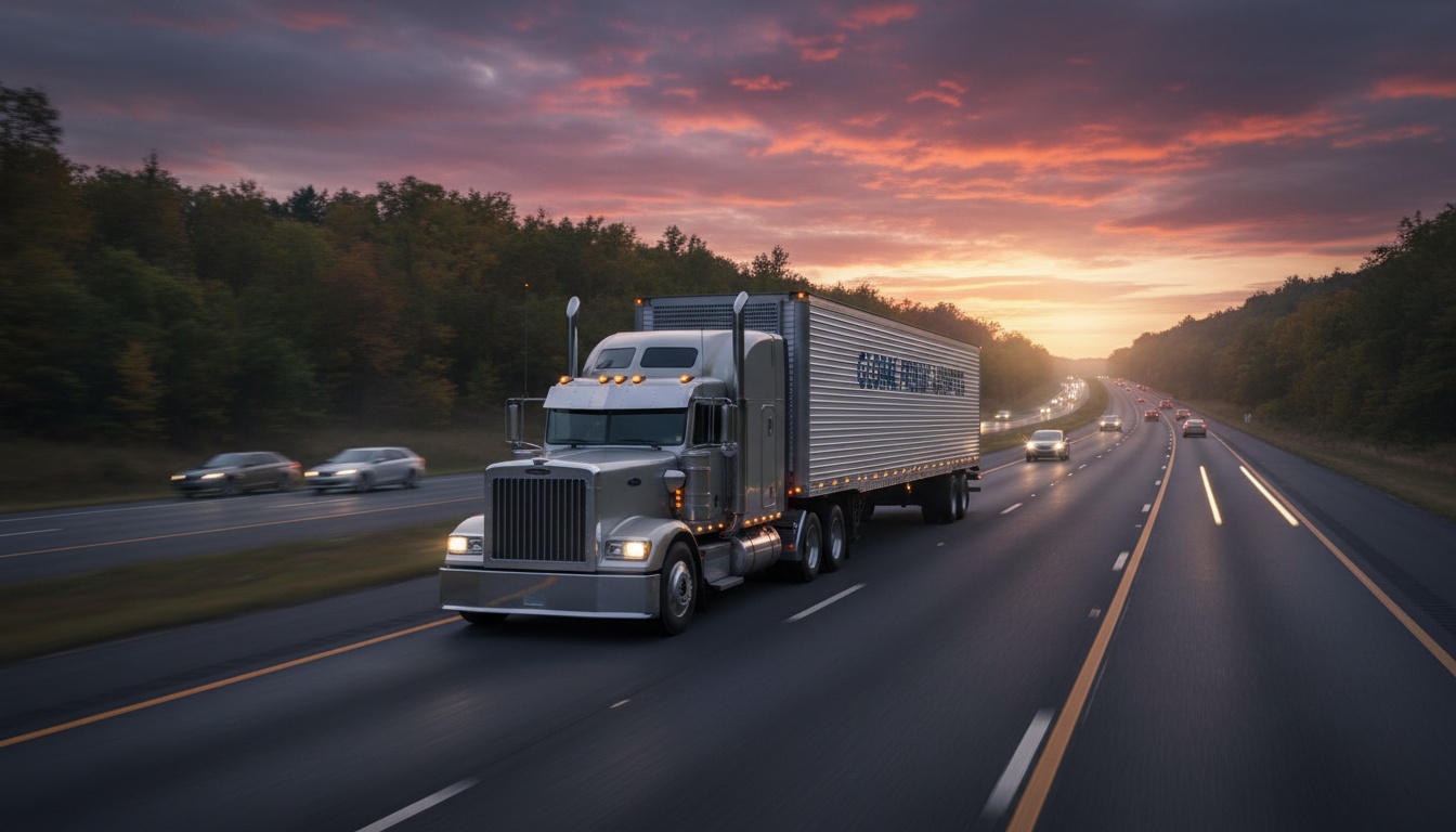 Large commercial truck driving on highway
